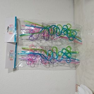 NIP unique party plastic curly straws Set of 8, selling 2 sets together